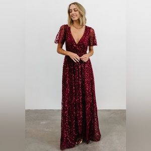 NWOT Baltic Born Marseille Embossed Maxi Dress - Mulberry - Small